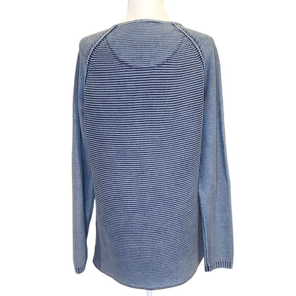 CARBON 2‎ COBALT Blue Cotton Denim Look Pullover Waterman Henley Sweater Size M - Picture 2 of 10